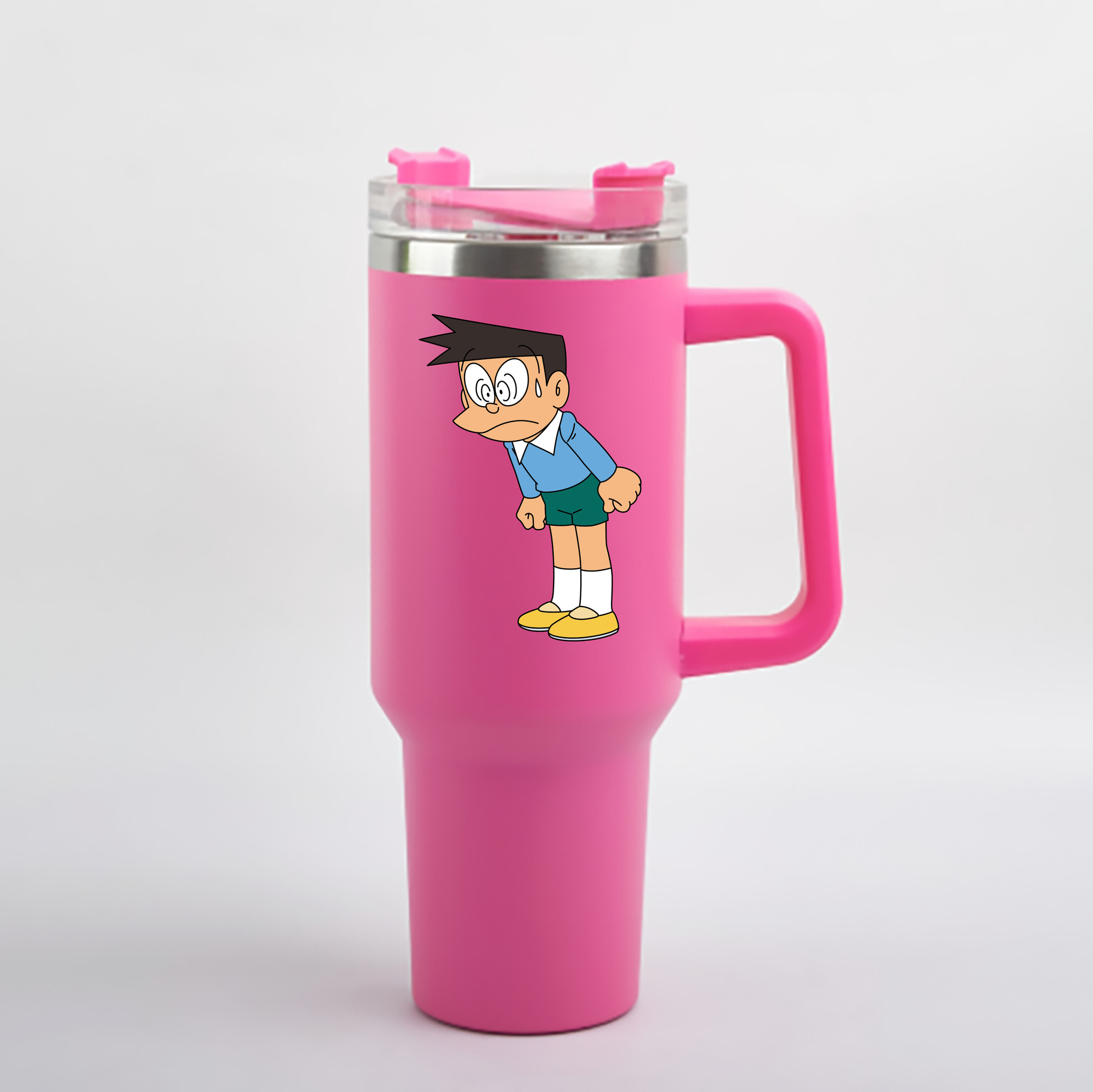 （画像用） ドラえもん 骨川 スネ夫 Doraemon Honekawa Suneo 1200mL車用タンブラー - クリスタルステッカー（プラスチックストロー付き）